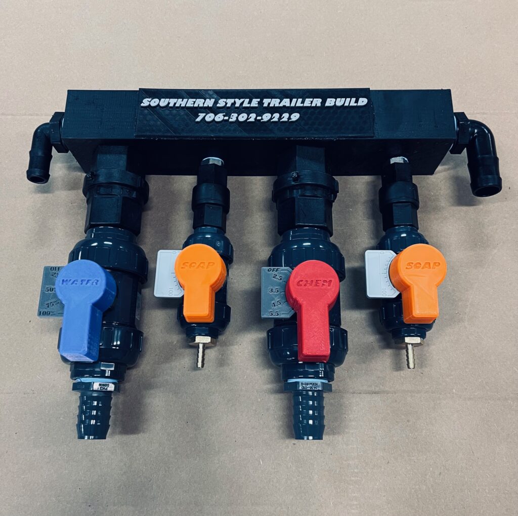Manifold with water metering valve Southern Style Trailer Build